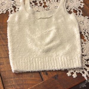 SKIMS Cream Fuzzy Knit Tank Top